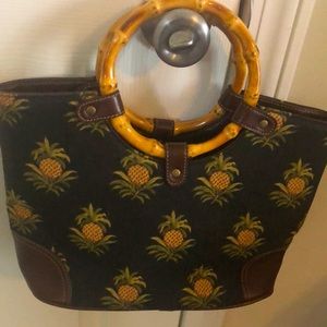 Relic by Fossil pineapple handbag with double bamboo handles.